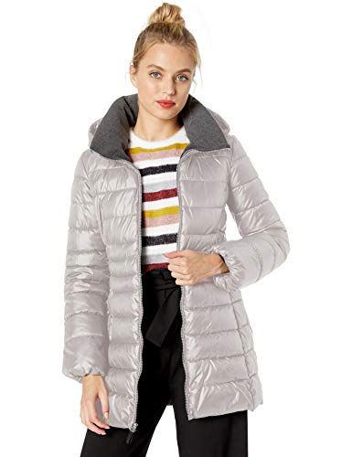 XQS Women Winter Warm Down Jacket Slim Fit Zip up Coat Fur Faux Hood Parka Overcoat Outwear
