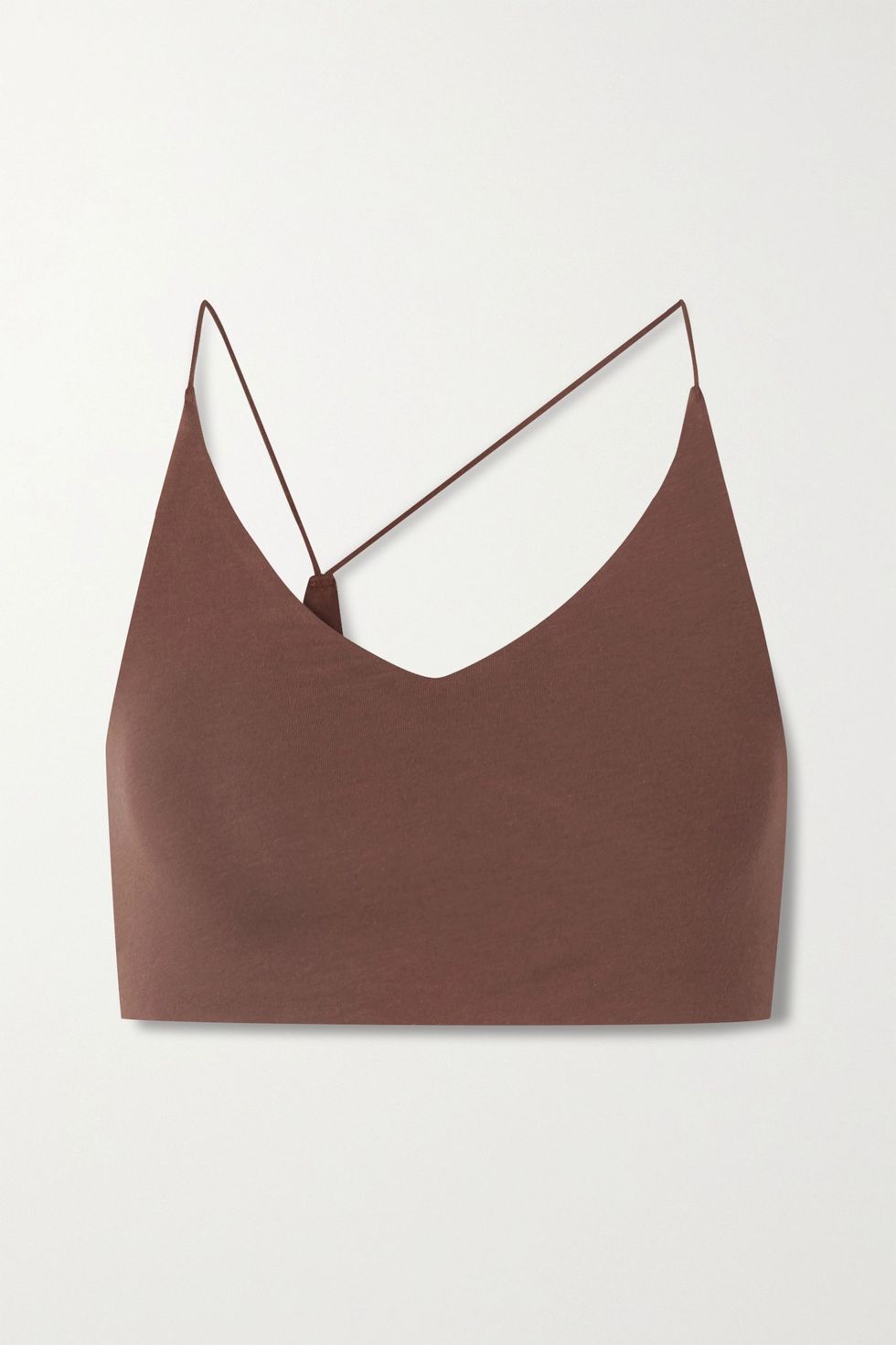 Glenna asymmetric organic Pima cotton-blend jersey soft-cup bra