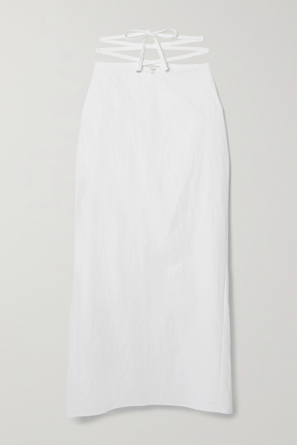 Lace-up poplin maxi skirt
