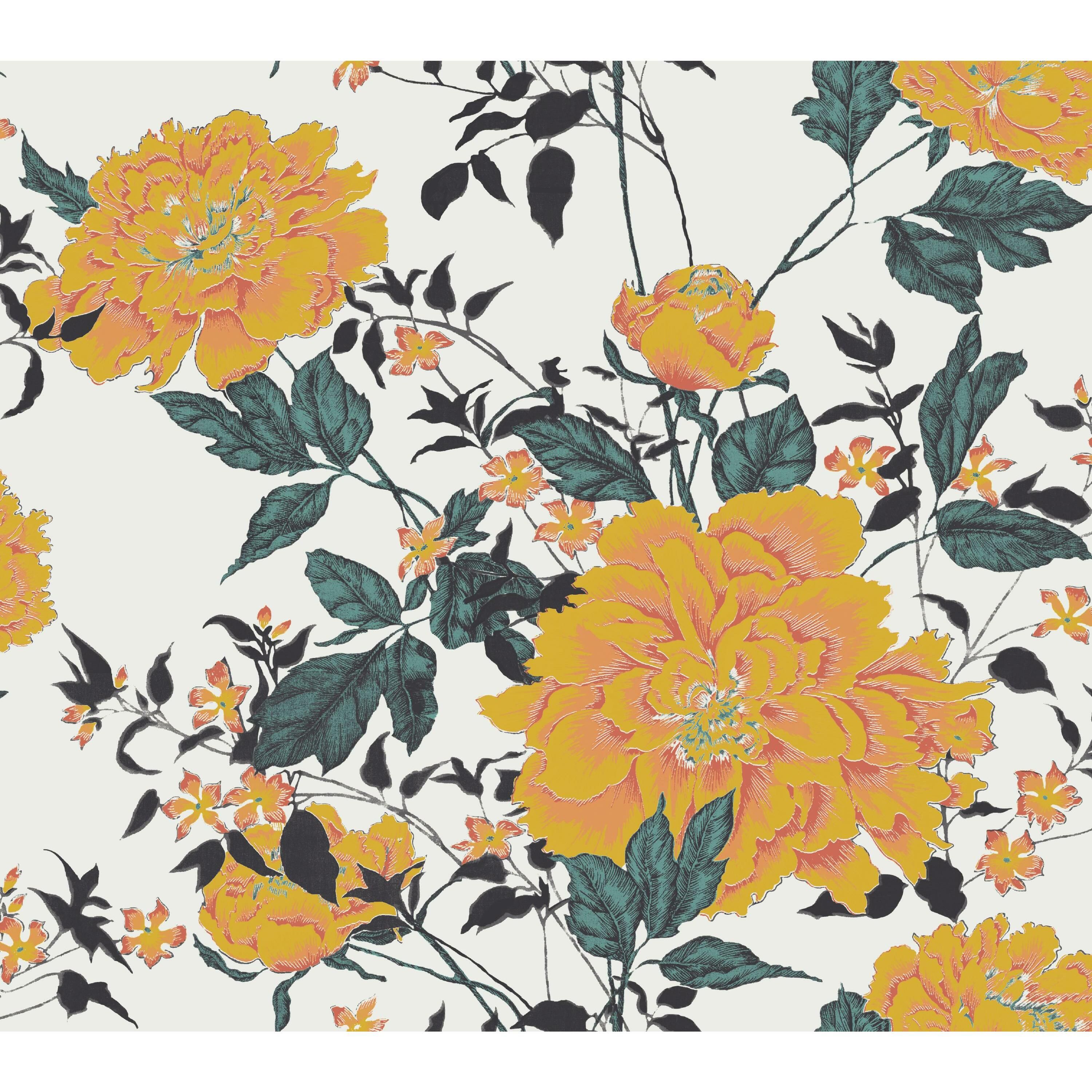 Vintage Floral Yellow Peel & Stick Wallpaper