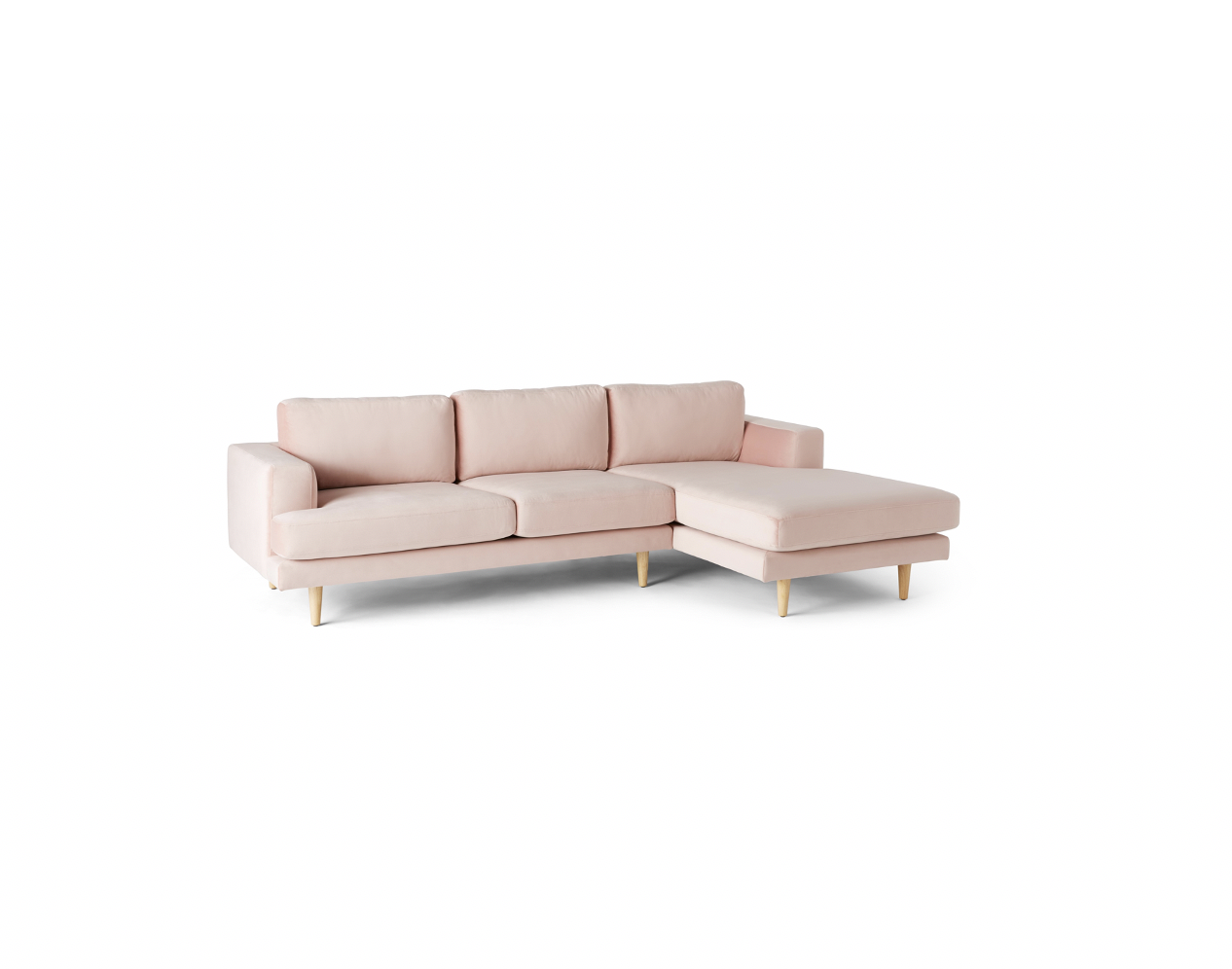 Pink Velvet Track Arm Sectional Sofa