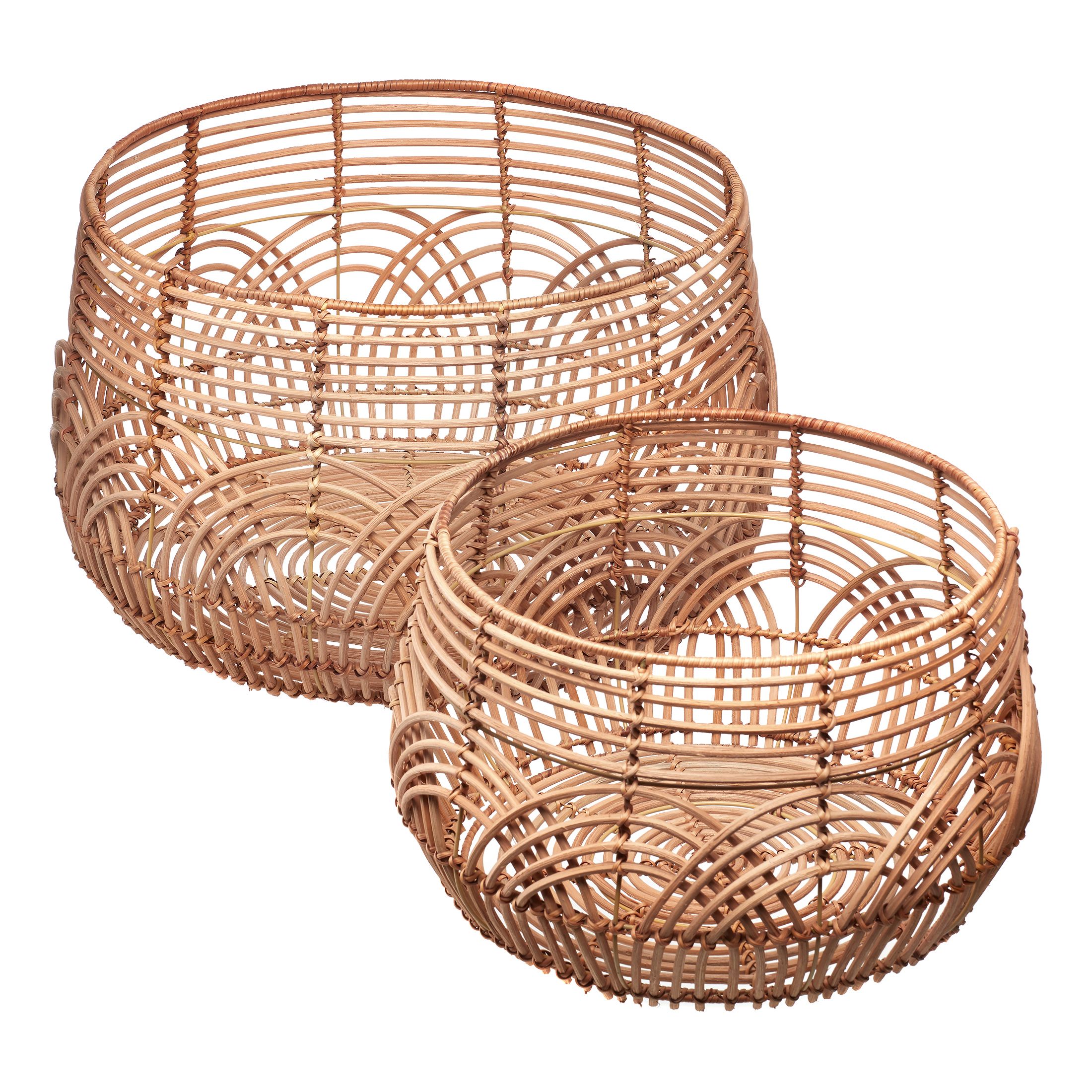 Natural Rattan 2-Piece Basket Set 