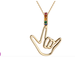Multi-Color Gem Stone Love Necklace 