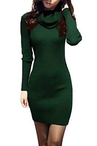 Cowl Neck Stretchable Sweater Dress