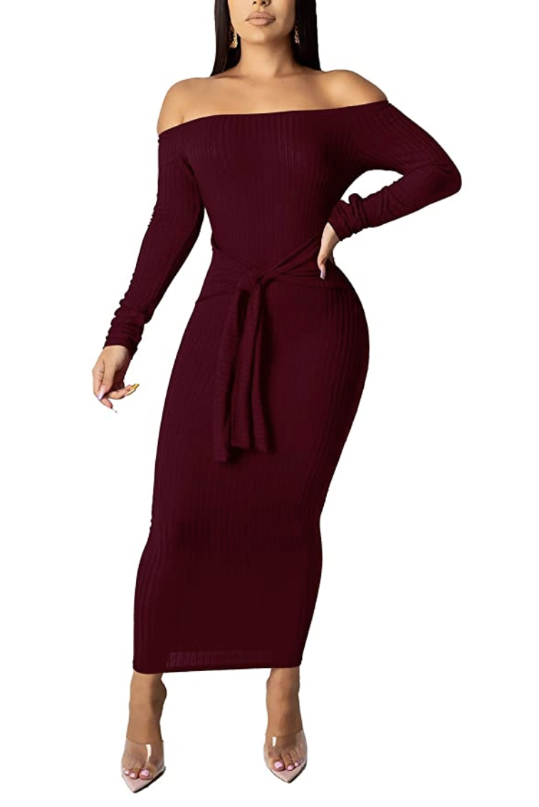 Knitted Ankle-Length Sweater Dress