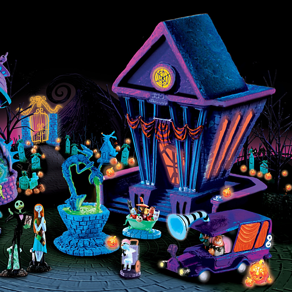 nightmare before christmas black light village and figurines