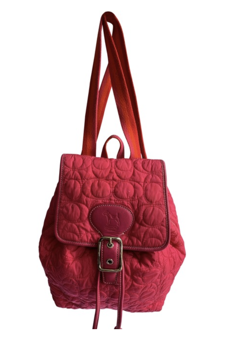 Hot Quilted Pink Orange Leather Backpack
