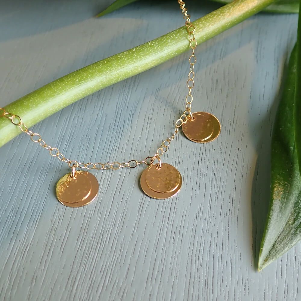 Personalised Gold Three Layered Disc Necklace