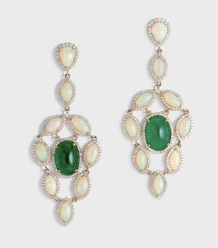 Kalyani Opal and Emerald Earrings