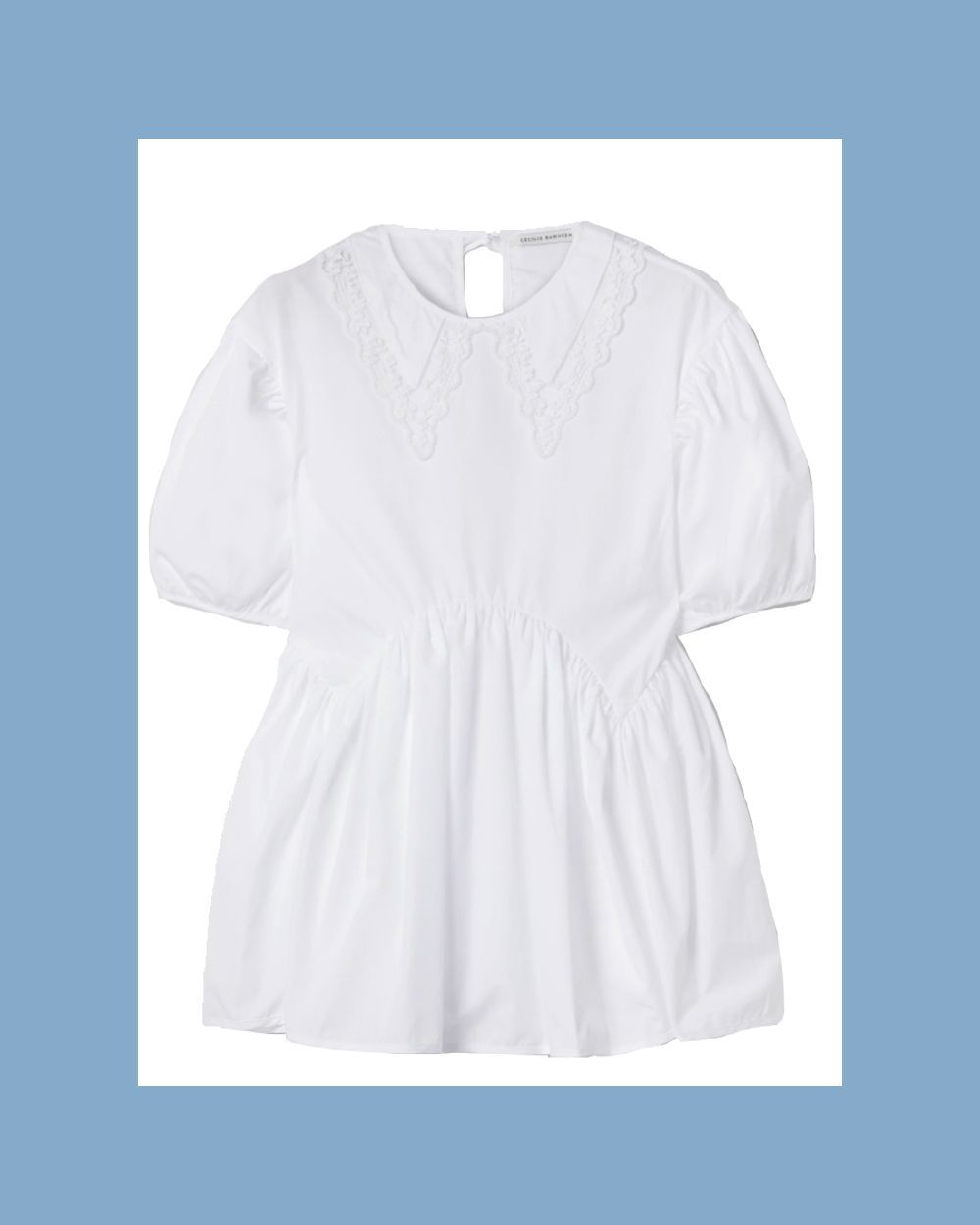 Mie Embroidered Tulle-Trimmed Cotton-Poplin Blouse