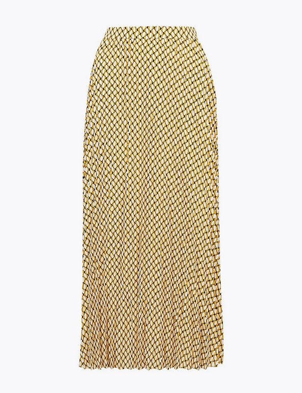 M&S Collection Geometric Midaxi Midi Pleated Skirt