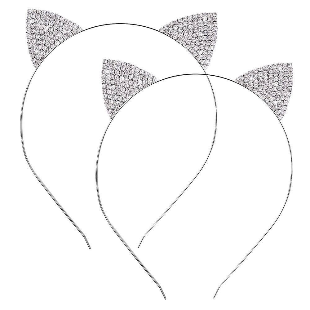 Crystal Rhinestone Metal Cat Ear Headband 