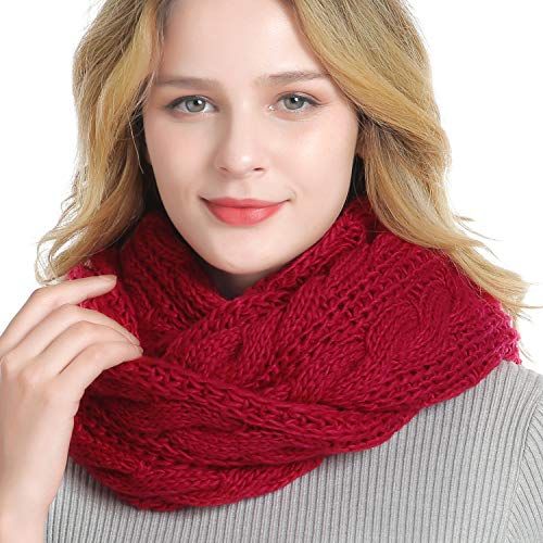 Queenfur Thick Cable Knit Infinity Scarf
