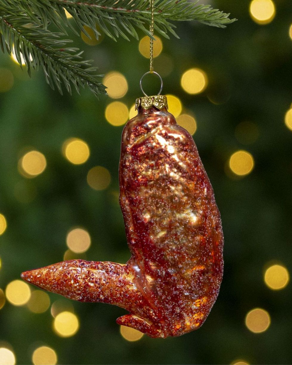 Buffalo Chicken Wing Glass Christmas Ornament