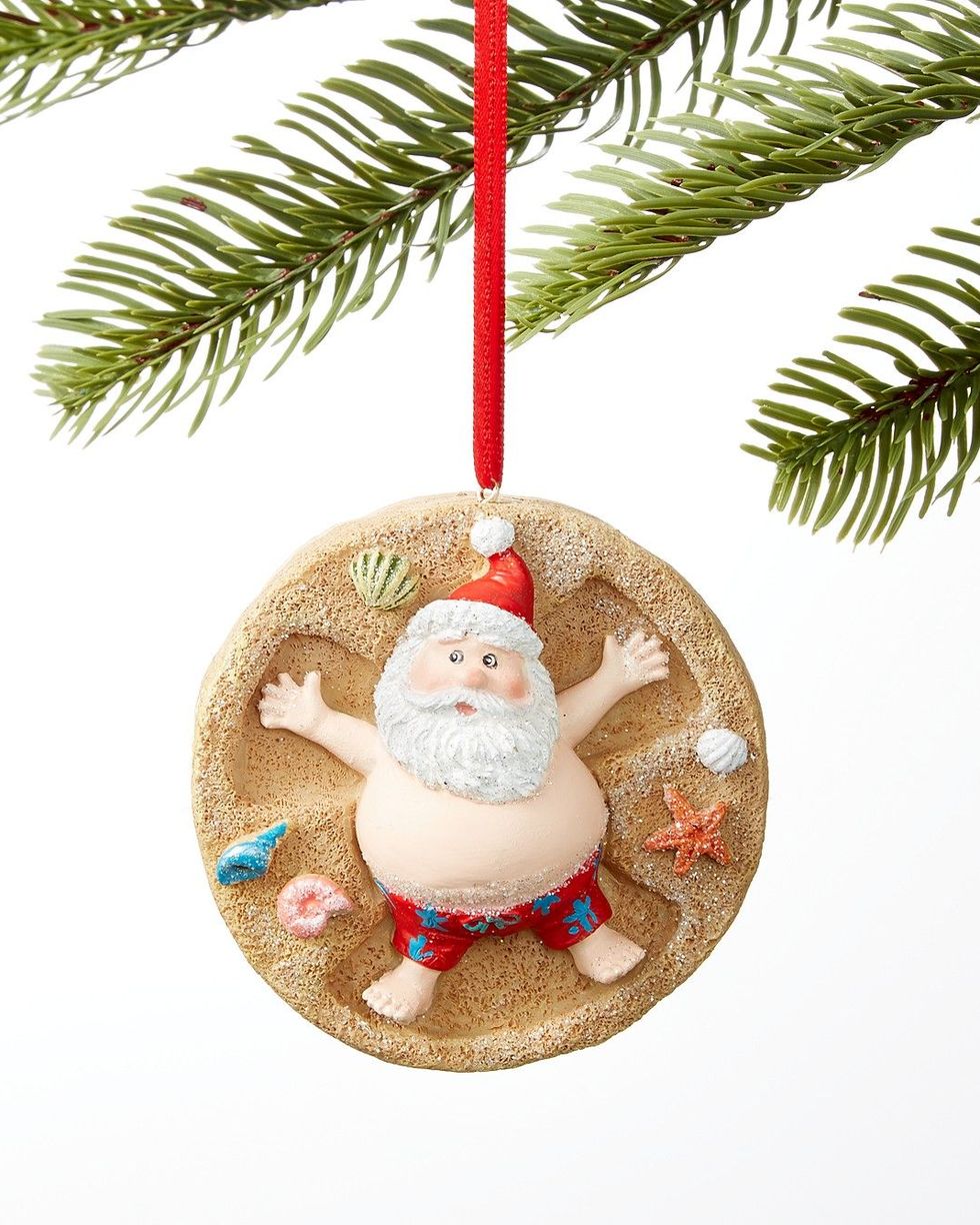 Santa on the Beach Ornament