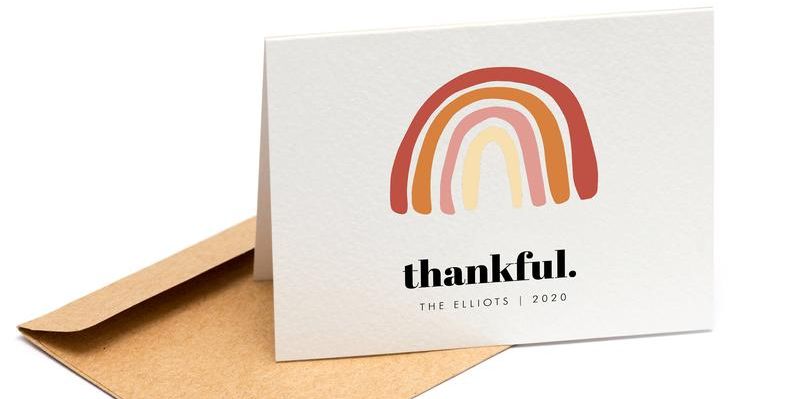 Modern Thanksgiving Rainbow Greeting Card