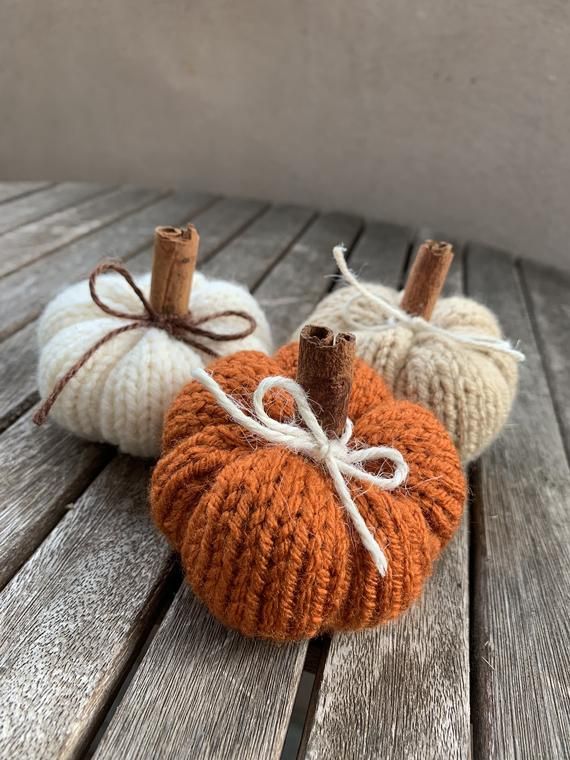 Hand Knit Mini Pumpkin Ornaments