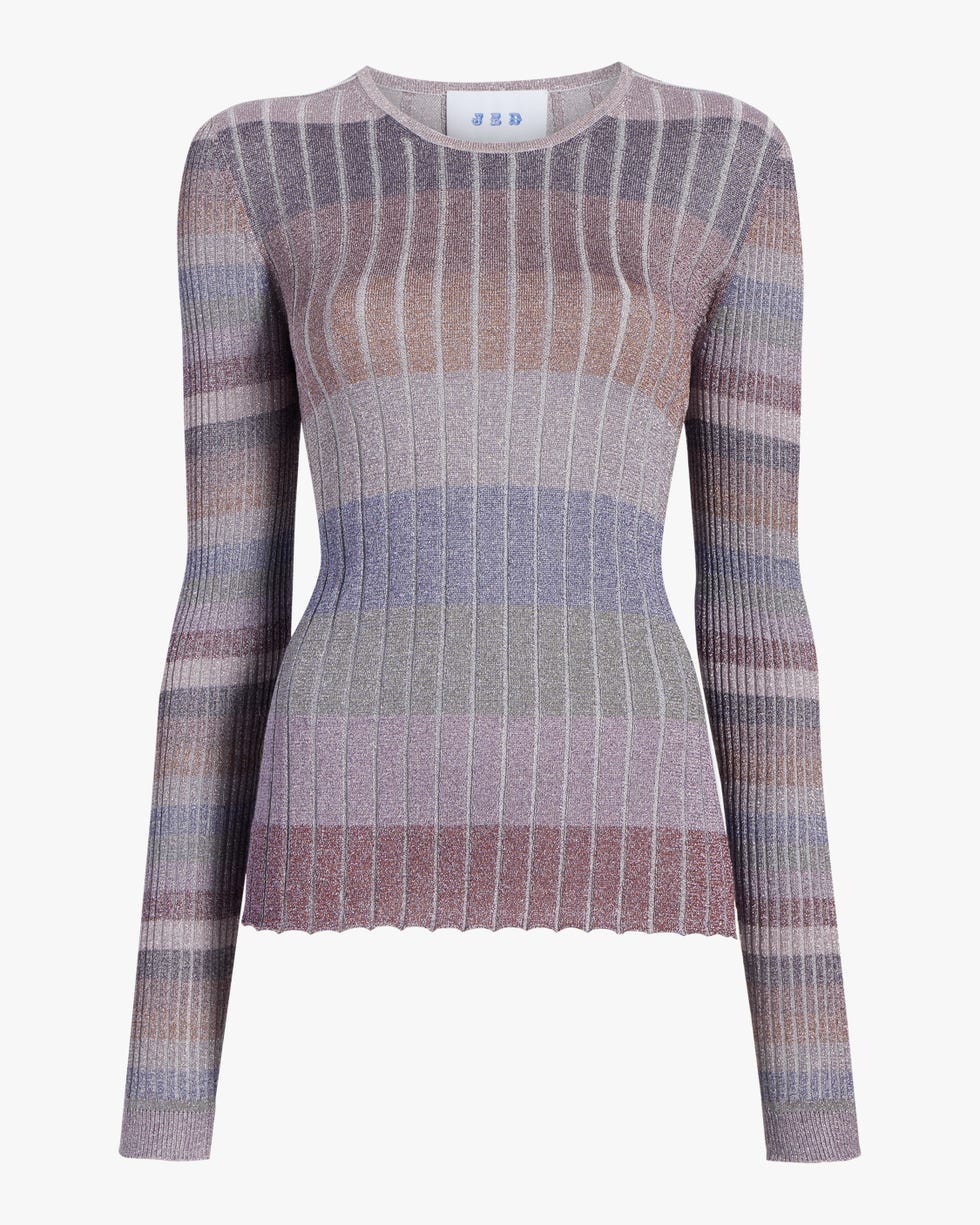 Skinny Mini Rib Gumdrop Stripe Crewneck Top