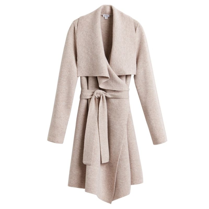 meghan markle camel wrap coat