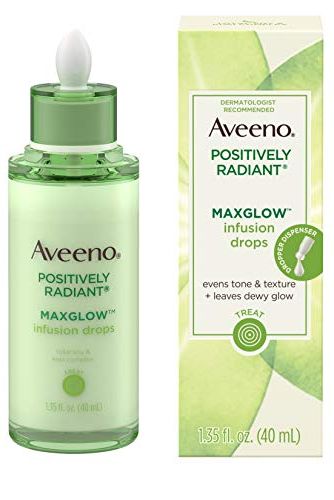 Positively Radiant MaxGlow Infusion Drops with Moisture Rich Soy & Kiwi Complex, Hypoallergenic, Non-Comedogenic, Paraben- & Phthalate-Free Moisturizing Facial Serum, 1.35 fl. oz