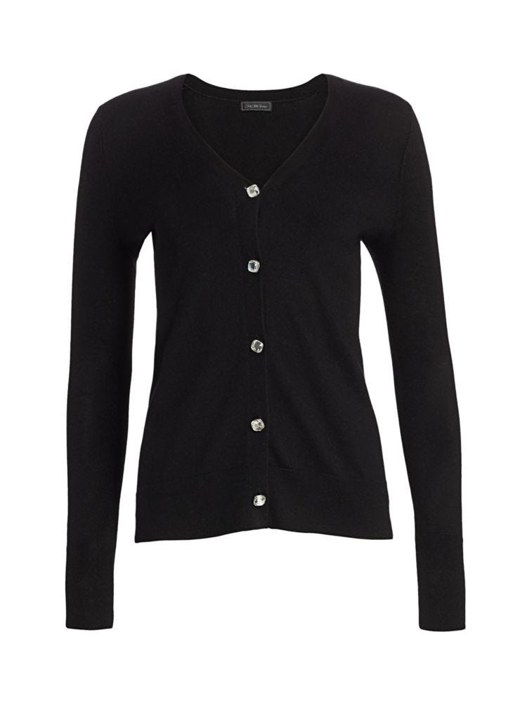 Cashmere Jewel-Button Boyfriend Cardigan