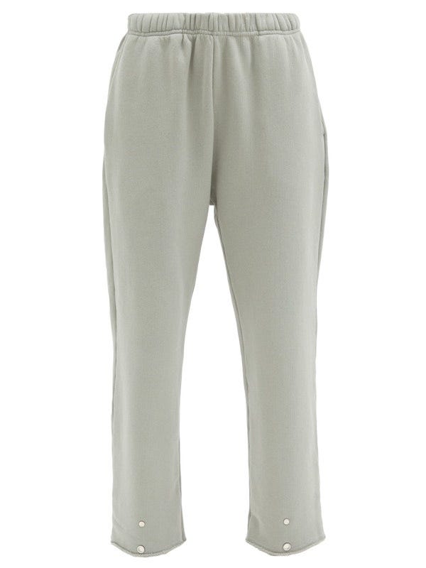 Snap-Front Brushed-Back Cotton Track Pants