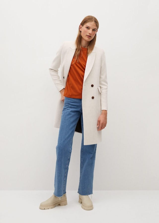 Double-breasted wool coat
