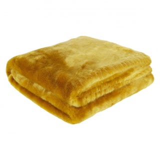 Mustard faux fur throw 145 x 170cm