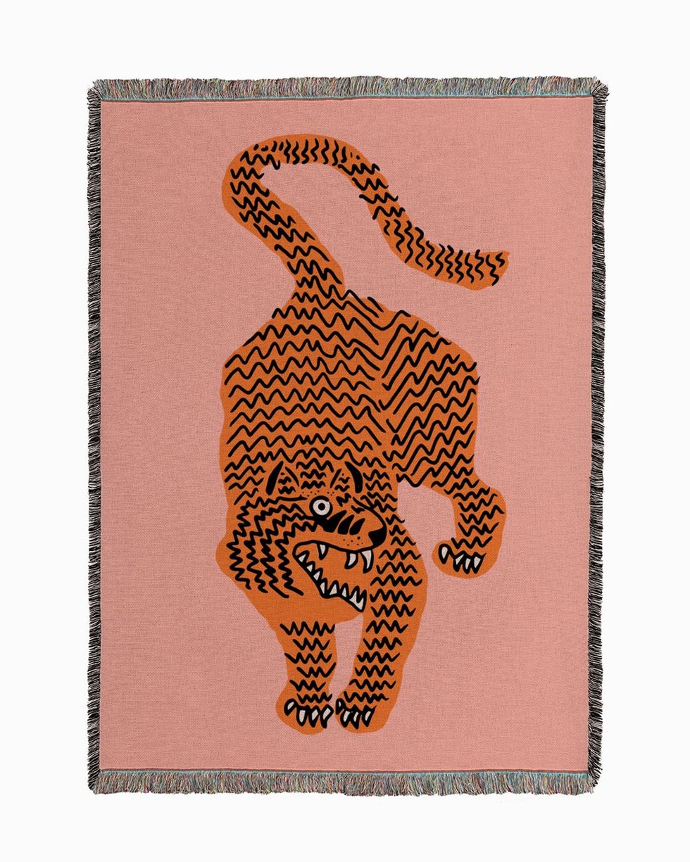 Tiger Pink Woven Throw