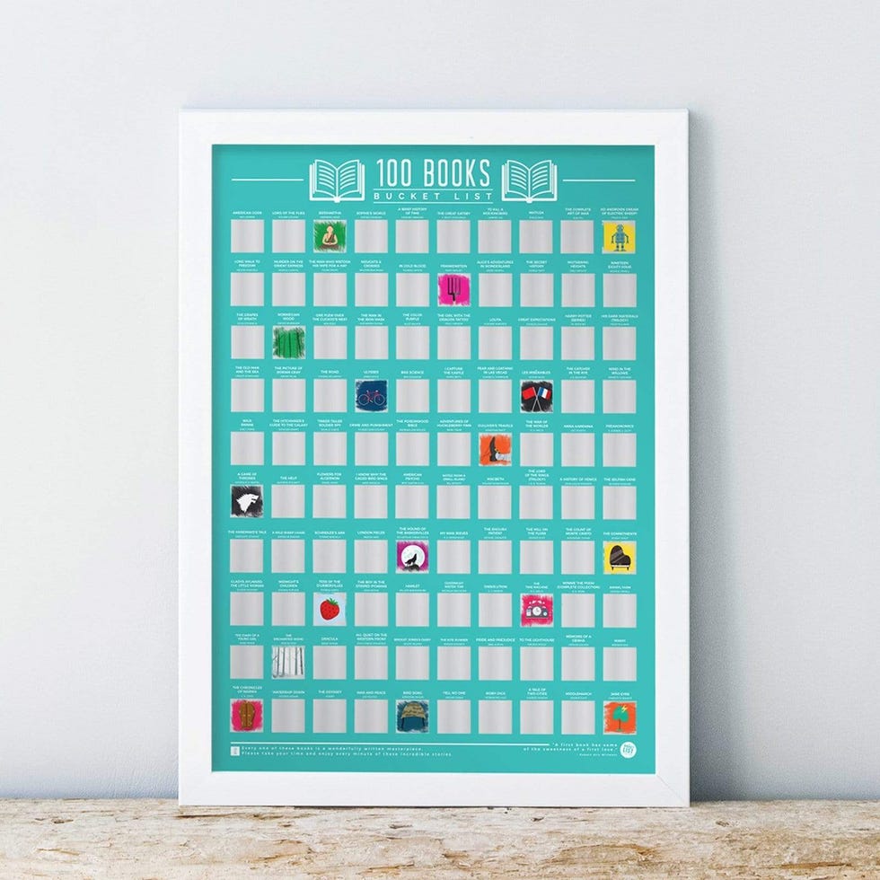 100 Books Scratch Off Bucket List Poster