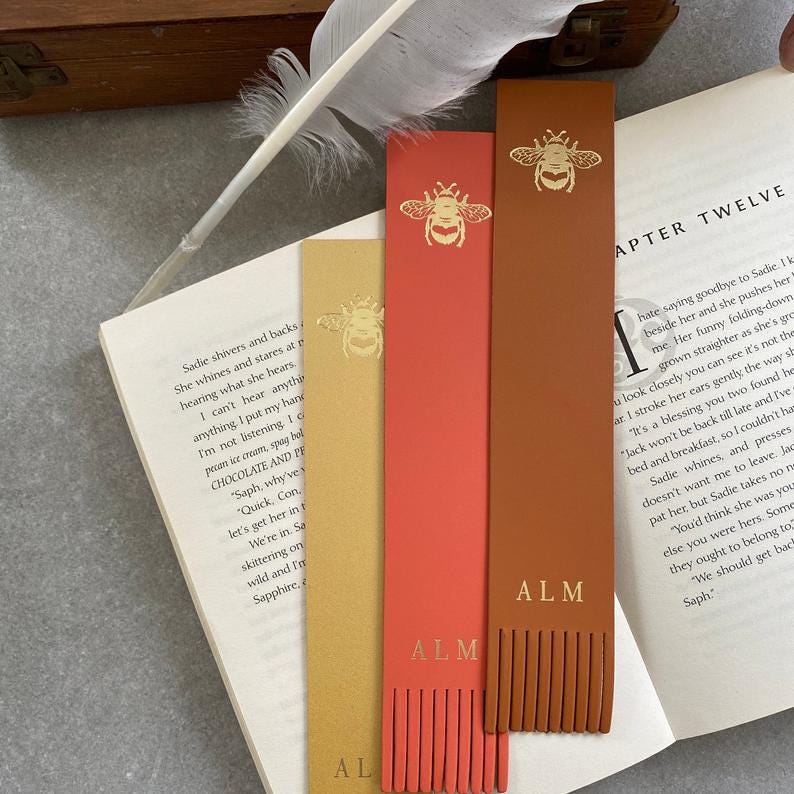 Bespoke Recycled Leather Bee Bookmark, £6