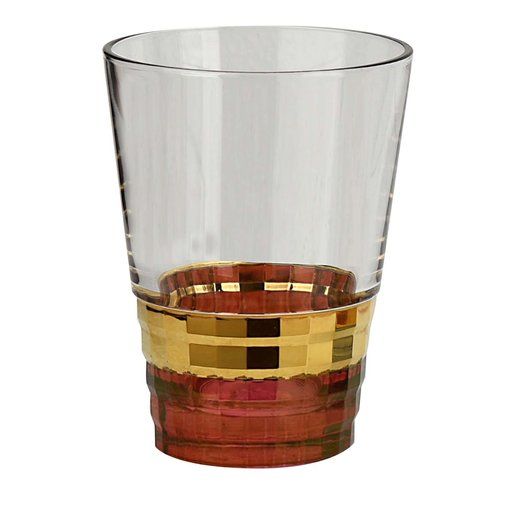 Set of 6 Gold and Red Water Glasses