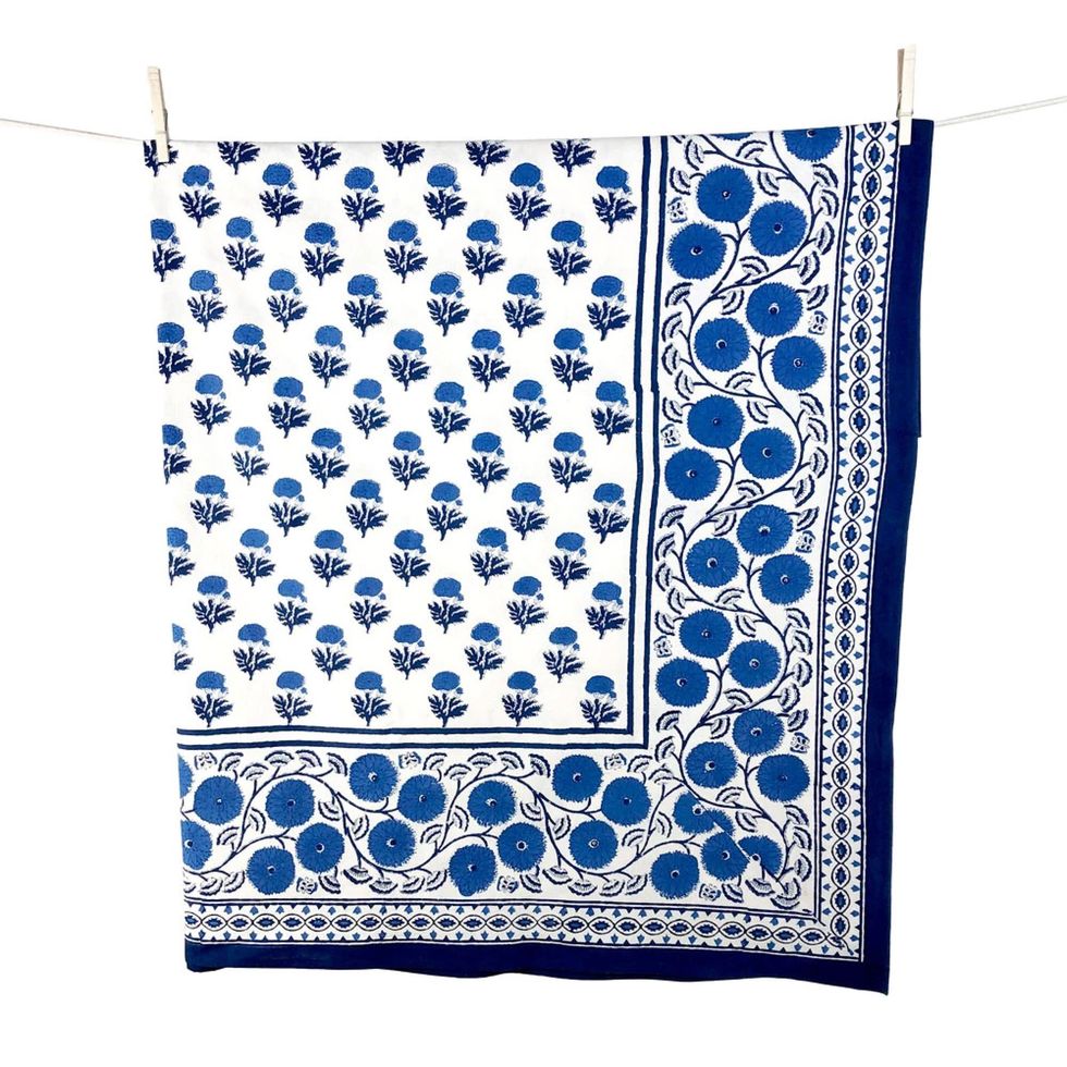 Gaya Blue Printed Tablecloth