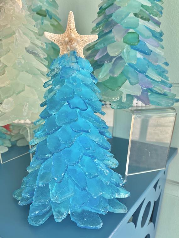 Vibrant Turquoise Sea Glass Tree