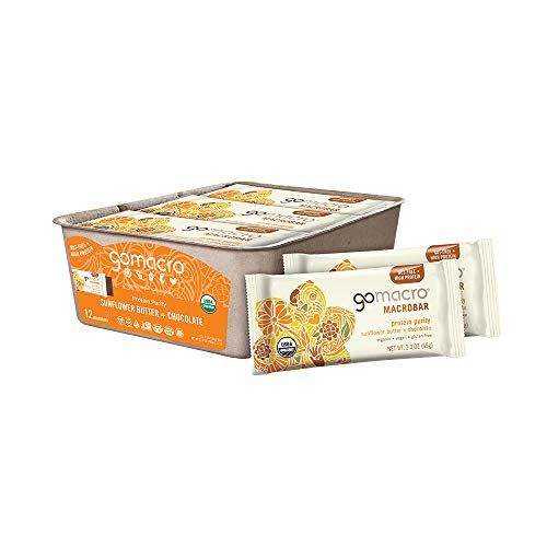 GoMacro MacroBar Sunflower Butter + Chocolate  Organic Vegan Protein Bars