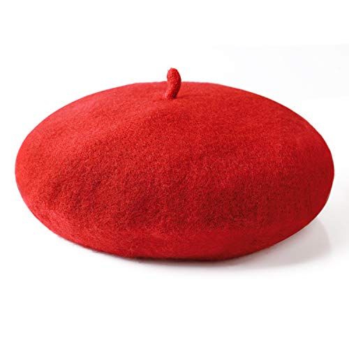 Red Wool Beret Hat 