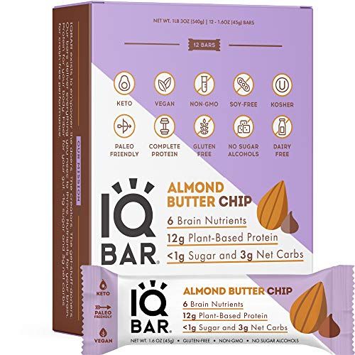 IQBAR Almond Butter Chip Brain + Body Protein Bars
