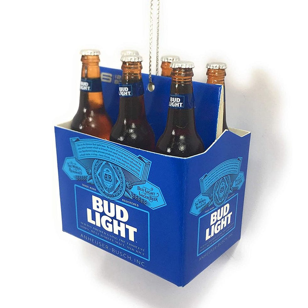 Bud Light Beer Can Glass Ornament