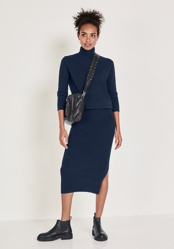 Roll Neck Knitted Midi Dress, £85