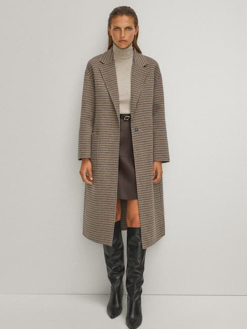 Handcrafted checked wool coat