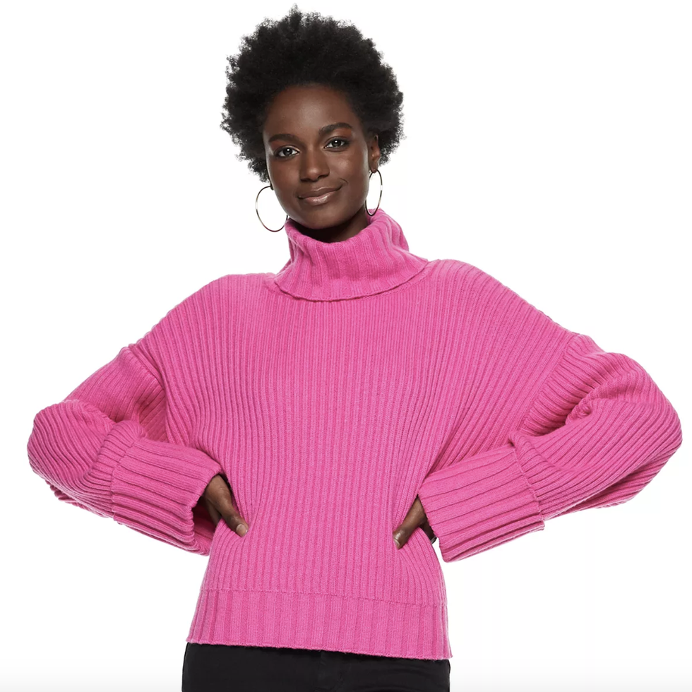 Wool-Blend Cuff-Sleeve Turtleneck Sweater