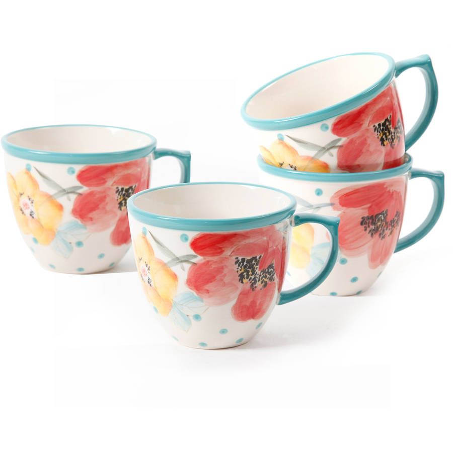 The Pioneer Woman Vintage Bloom 4-Piece Coffee Cup Set