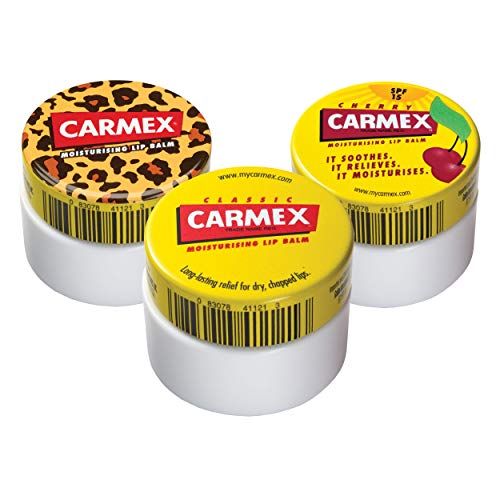 Carmex Lip Balm Pot Mixed Pack of 3 (Cherry, Classic & Wild)