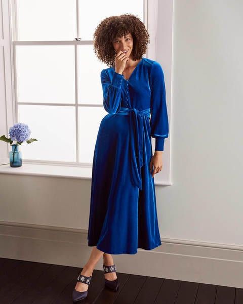 Rita Velvet Midi Dress - Blue Depths, £72 
