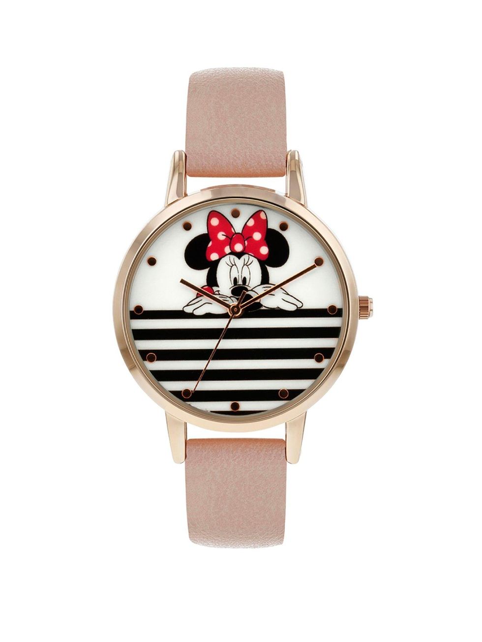 Minnie Mouse White and Black Stripe Watch