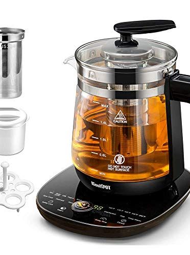 ICOOKPOT Hot Tea Maker Glass Electric Kettle with Tea Infuser and