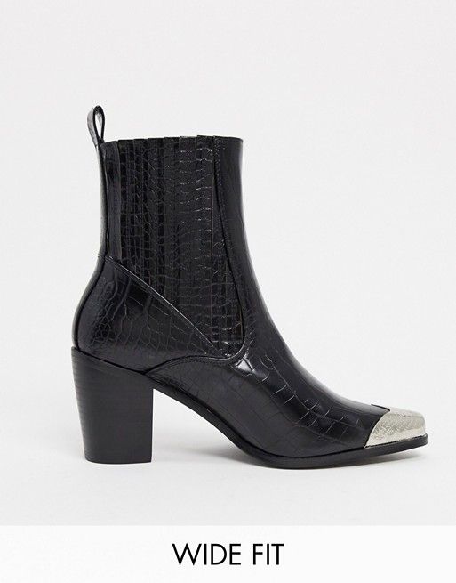 buster black crocodile lace up boots