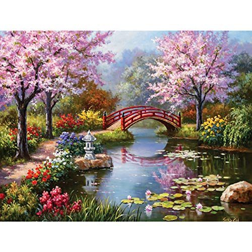 Full Square Round Drill 5D Diy Daimond Painting cherry Blossom Street 3D  Diamond Painting Resin Rhinestones Embroidery Scenery 