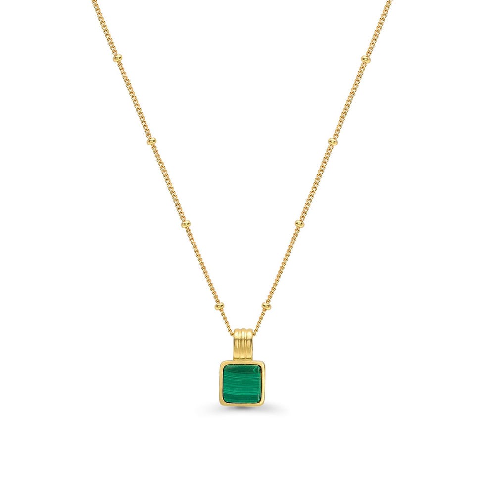 Lucy Williams Square Malachite Gold Necklace, £95