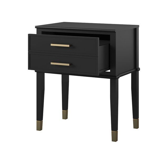 skinny black bedside table